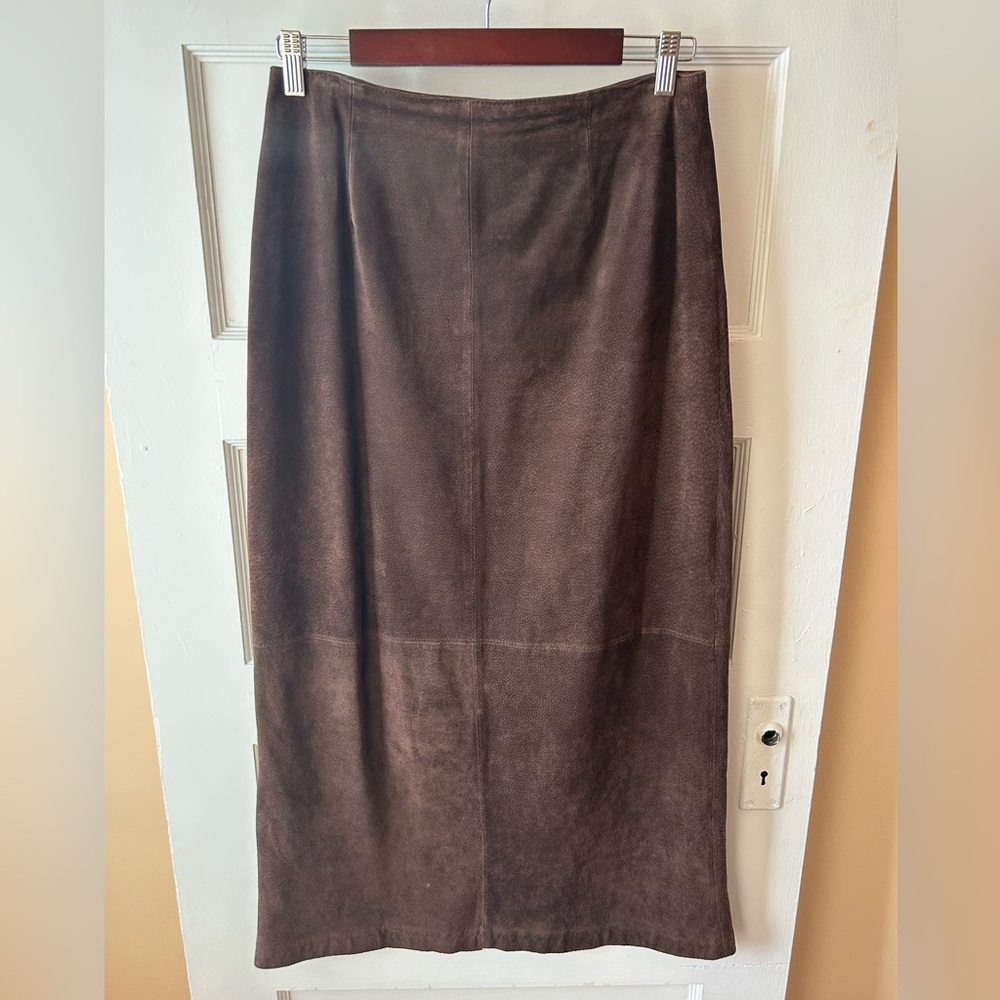 vintage brown suede skirt